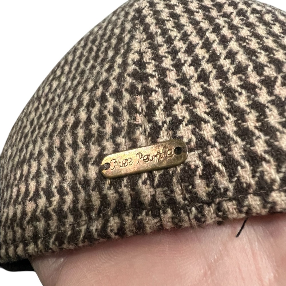 Free People Houndstooth Women’s Brown and Tan Baseball Hat New - Picture 6 of 7